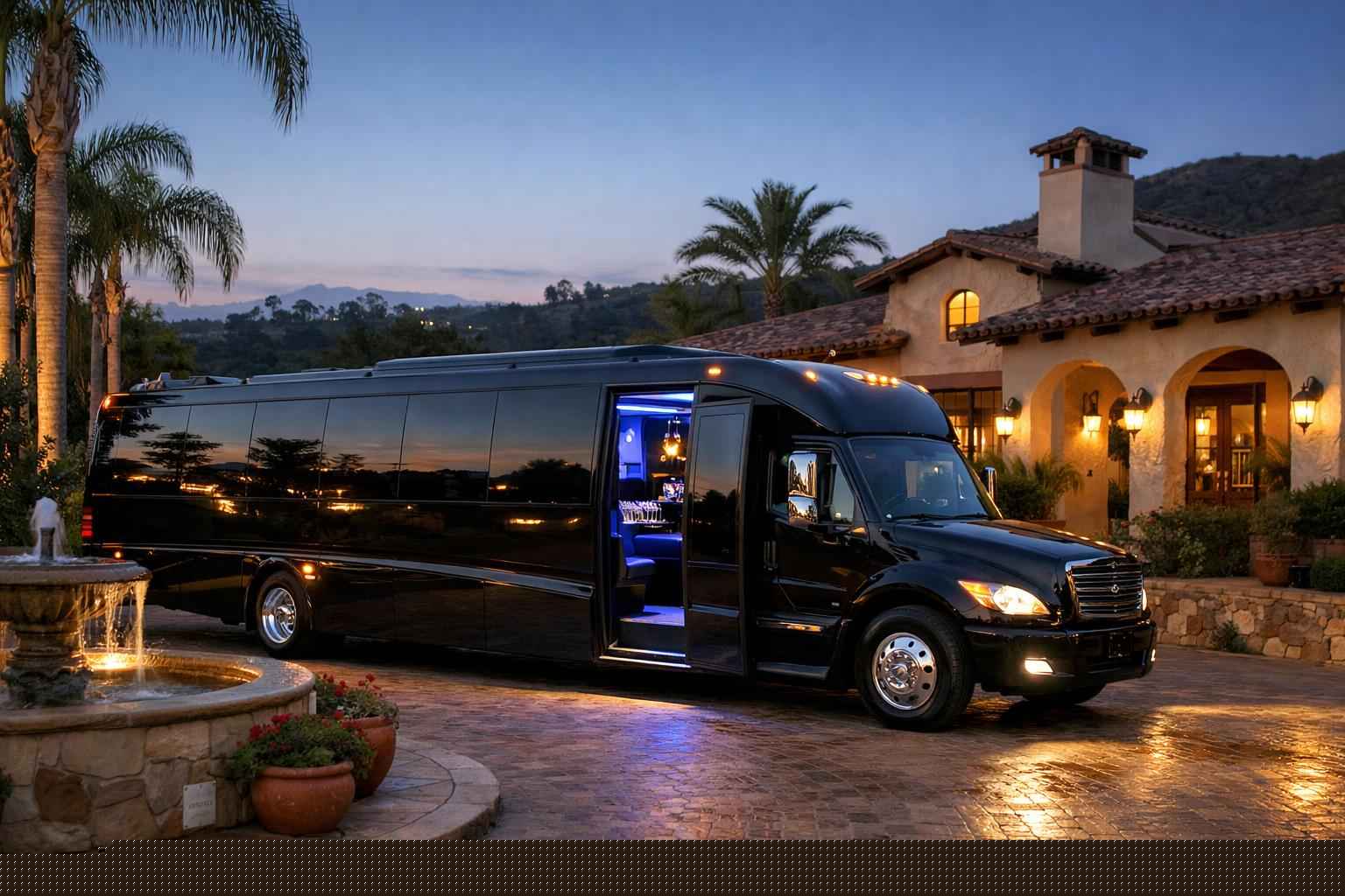 Black Party Bus Rental In Rancho Santa Fe California Luxury Black Party Bus Rental In Rancho Santa Fe California