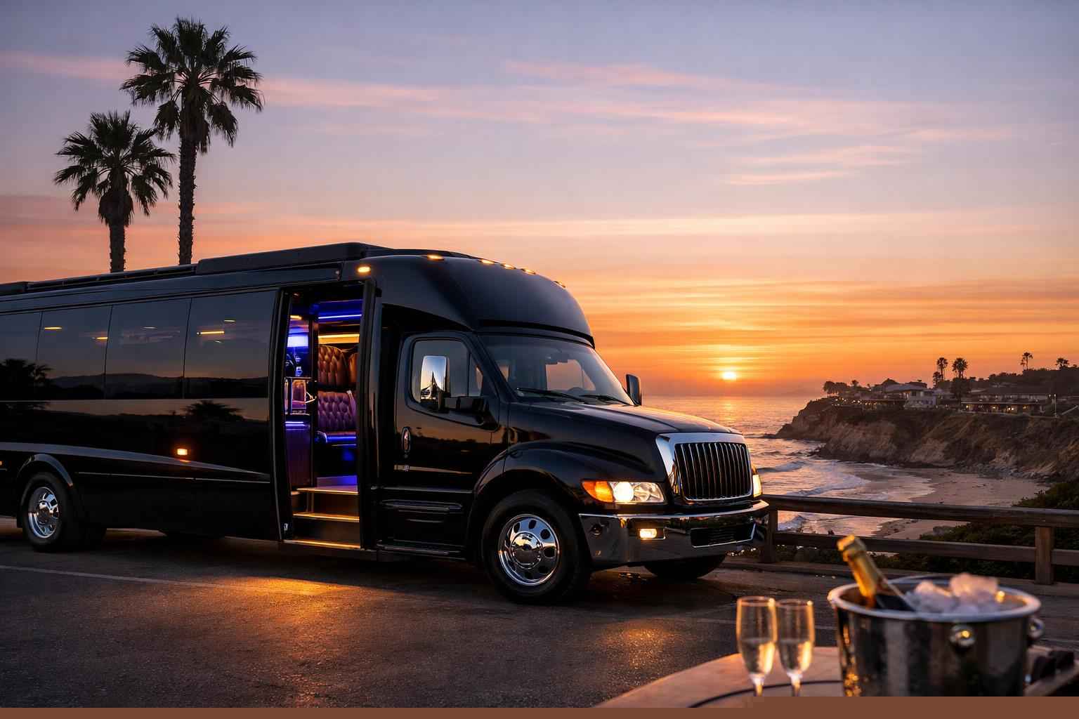 Luxury Black Party Bus Rental In Solana Beach California