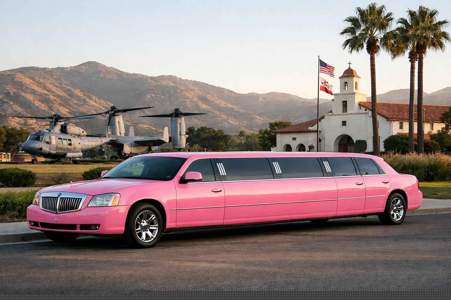 Luxury Pink Limo Rental In Camp Pendleton Mainside California