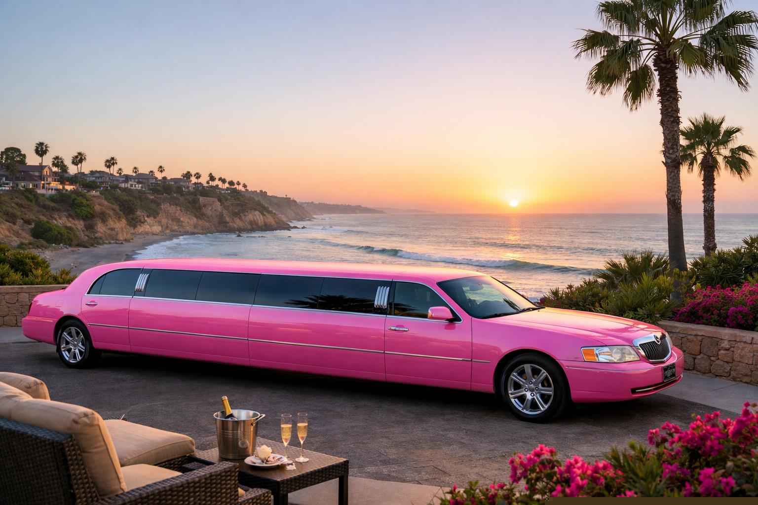Luxury Pink Limo Rental In Del Mar California