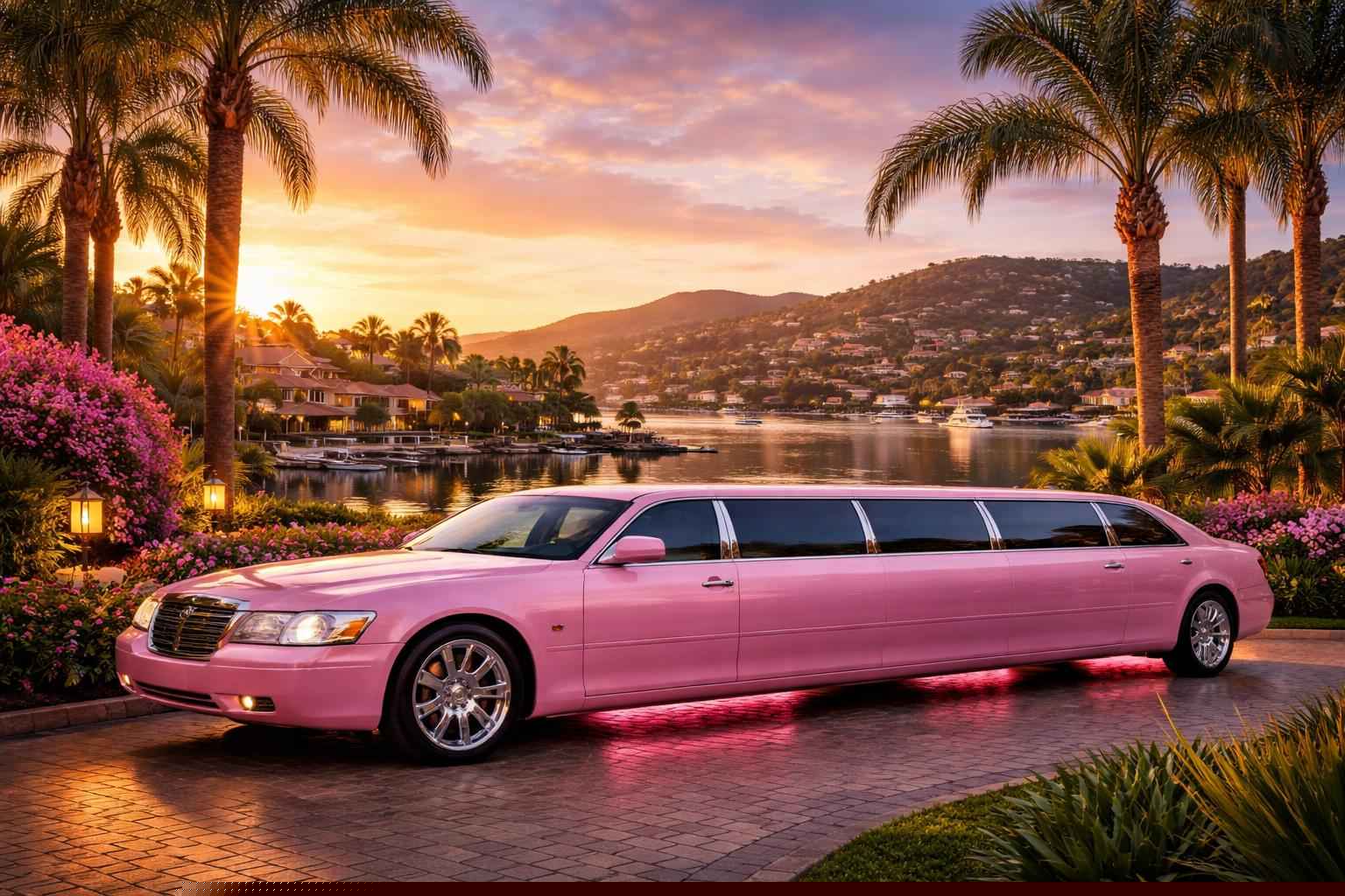 Luxury Pink Limo Rental In Lake San Marcos California