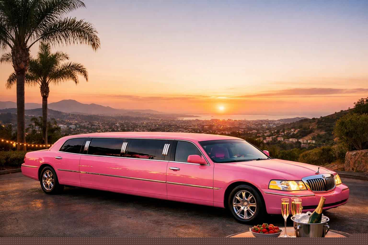 Luxury Pink Limo Rental In Vista California
