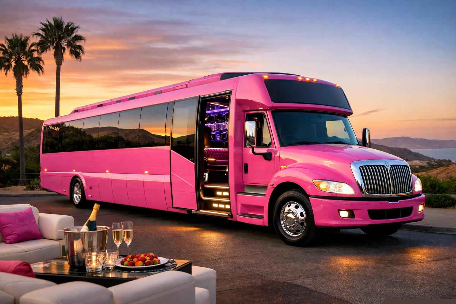 Pink Party Bus Rental In Camp Pendleton South California Luxury Pink Party Bus Rental In Camp Pendleton South California