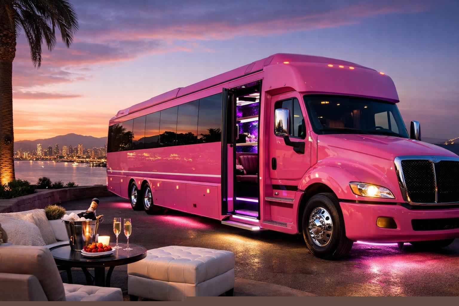Luxury Pink Party Bus Rental In Chula Vista California