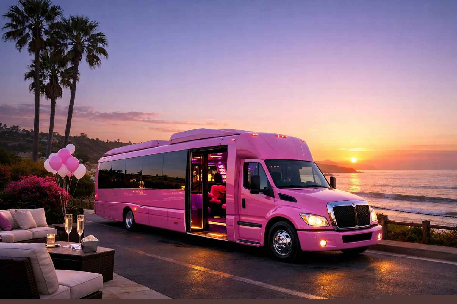 Pink Party Bus Rental In Del Mar California Luxury Pink Party Bus Rental In Del Mar California