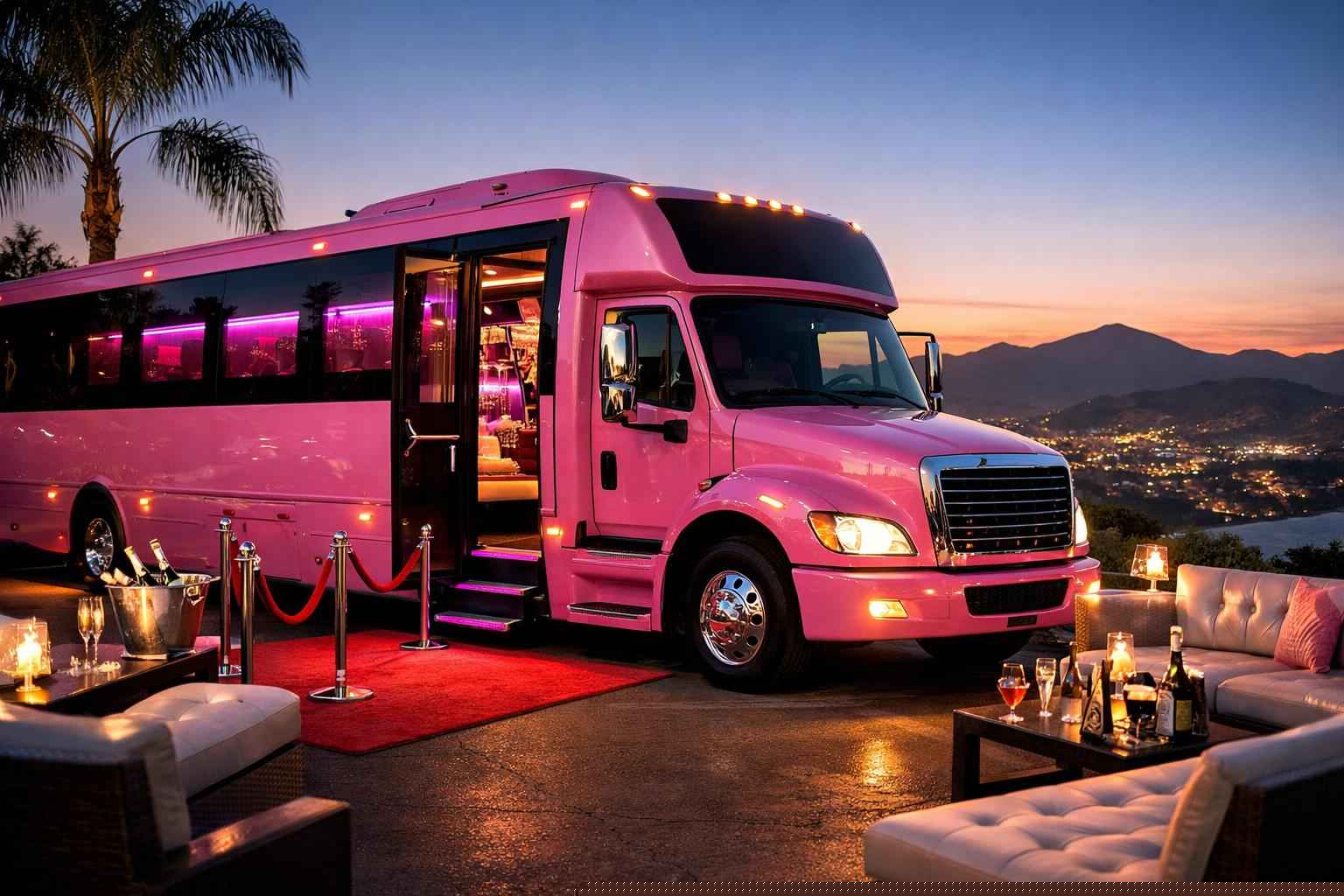 Luxury Pink Party Bus Rental In El Cajon California