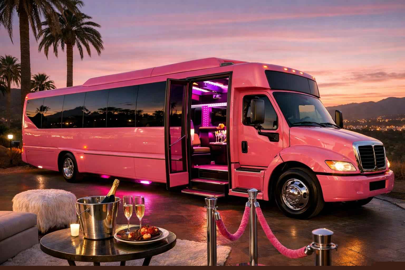 Luxury Pink Party Bus Rental In Escondido California