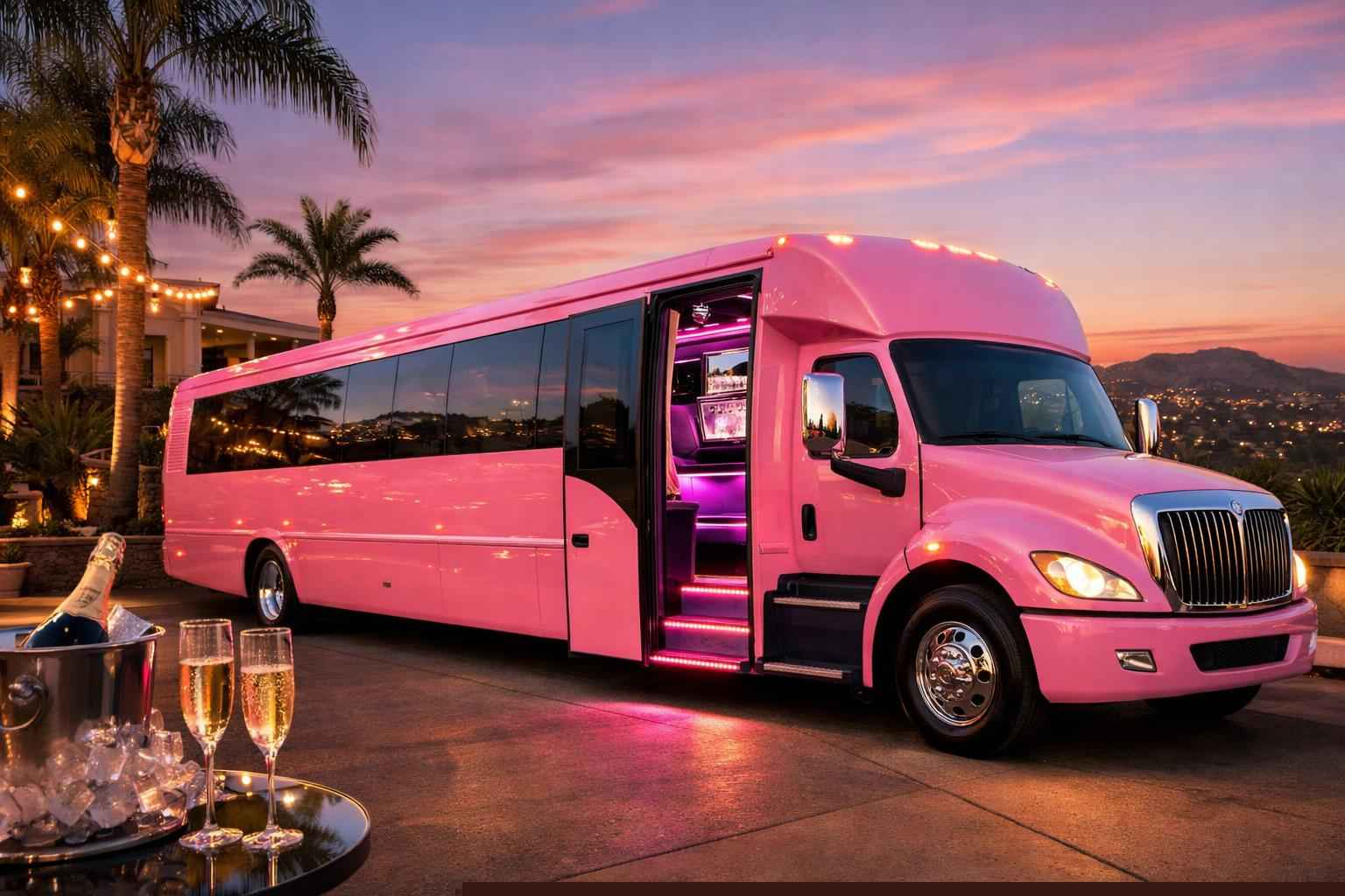 Luxury Pink Party Bus Rental In La Mesa California