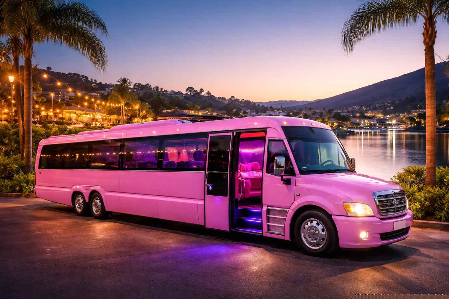 Luxury Pink Party Bus Rental In Lake San Marcos California