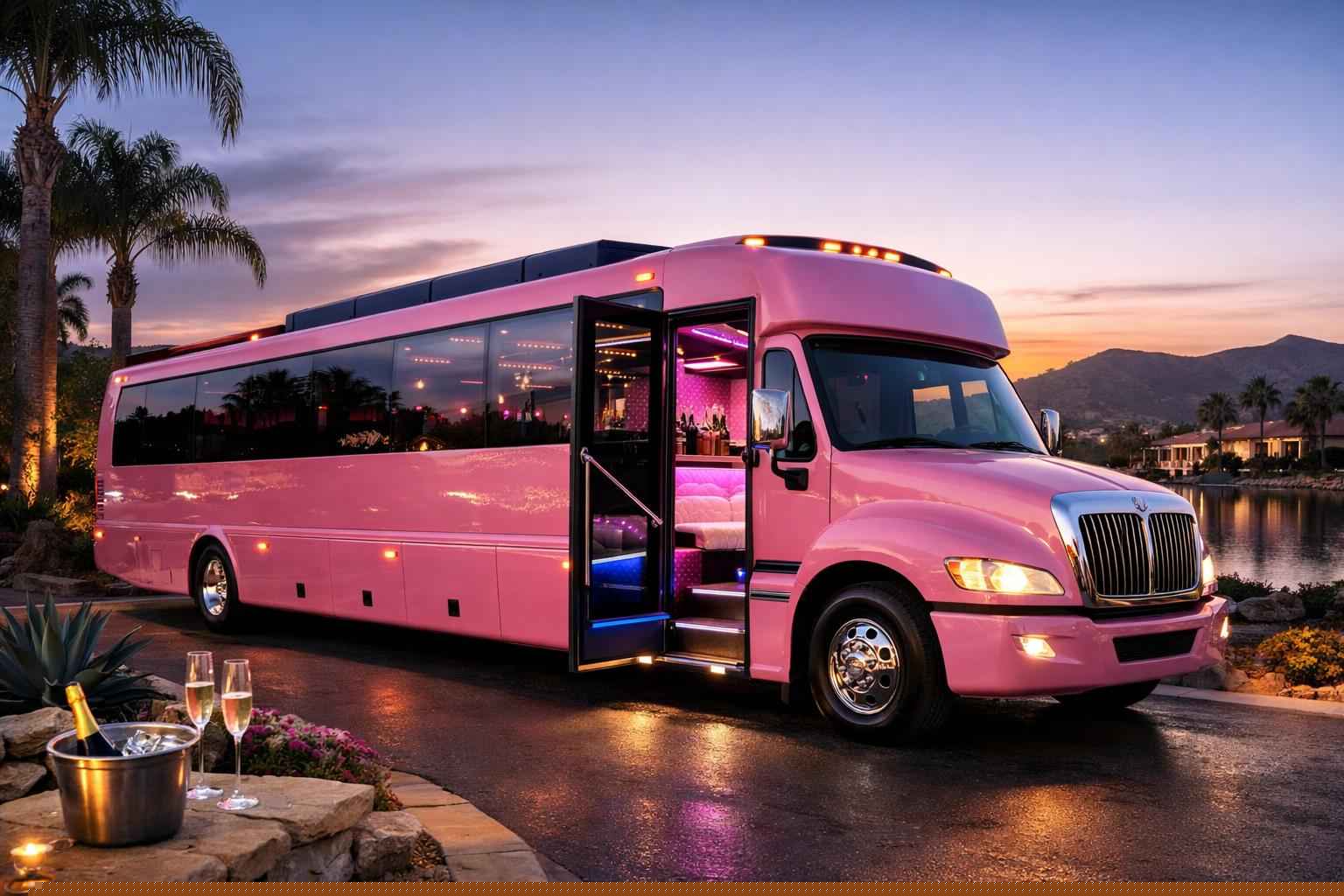 Luxury Pink Party Bus Rental In San Marcos California
