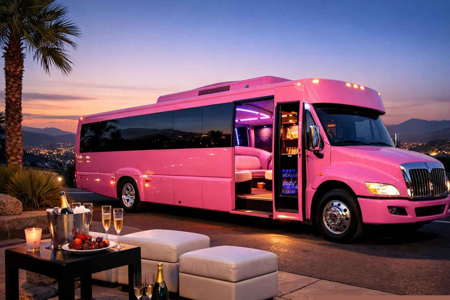 Luxury Pink Party Bus Rental In Santee California