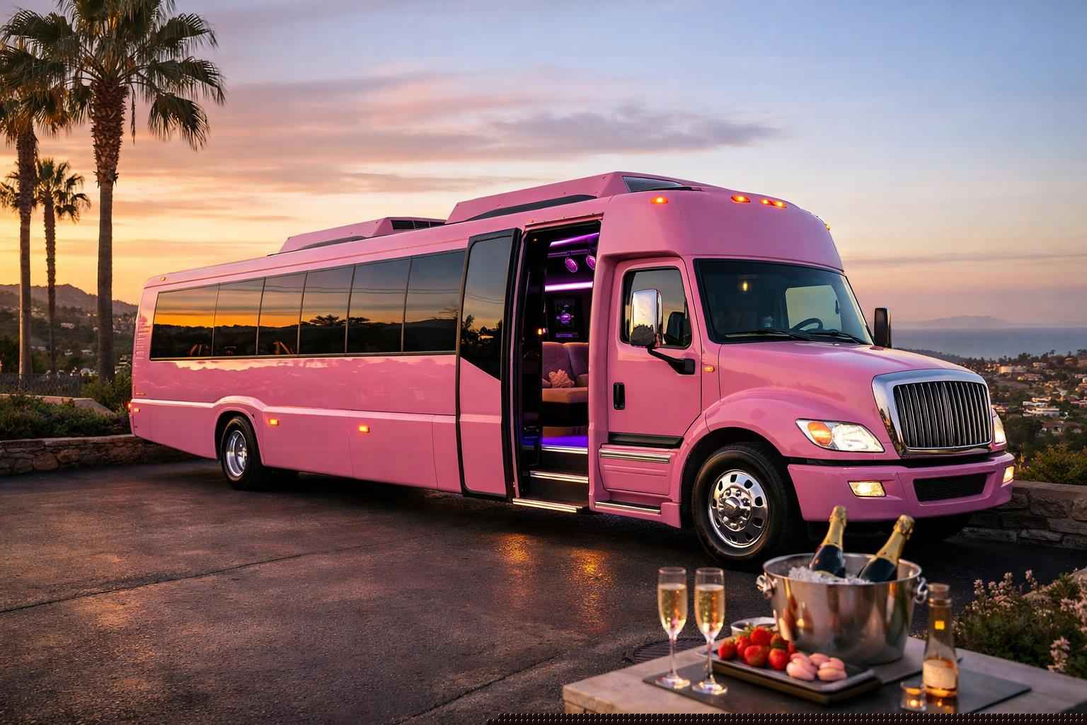 Luxury Pink Party Bus Rental In Vista California