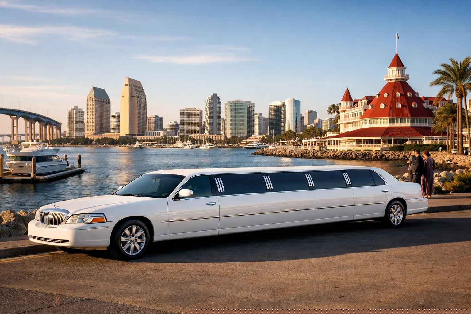 Luxury White Limo Rental In Coronado California