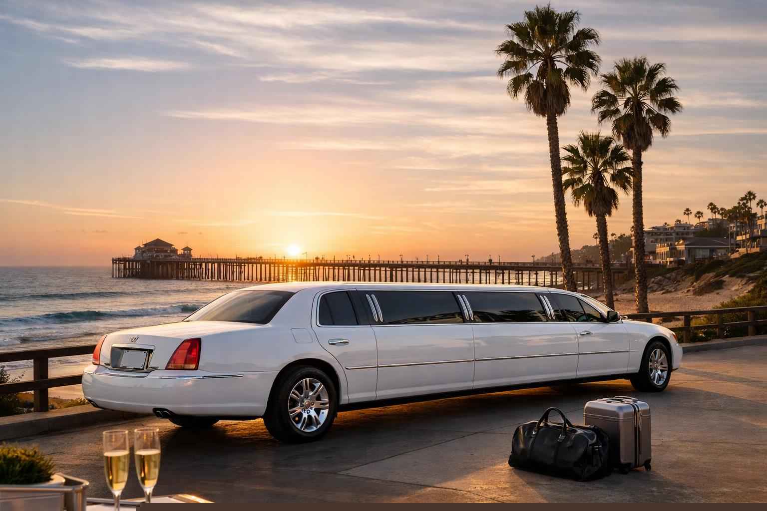 Luxury White Limo Rental In Oceanside California