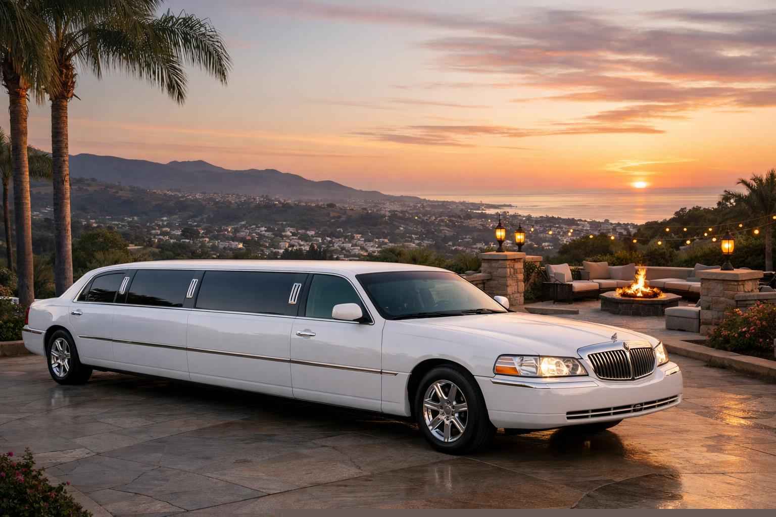 Luxury White Limo Rental In Vista California