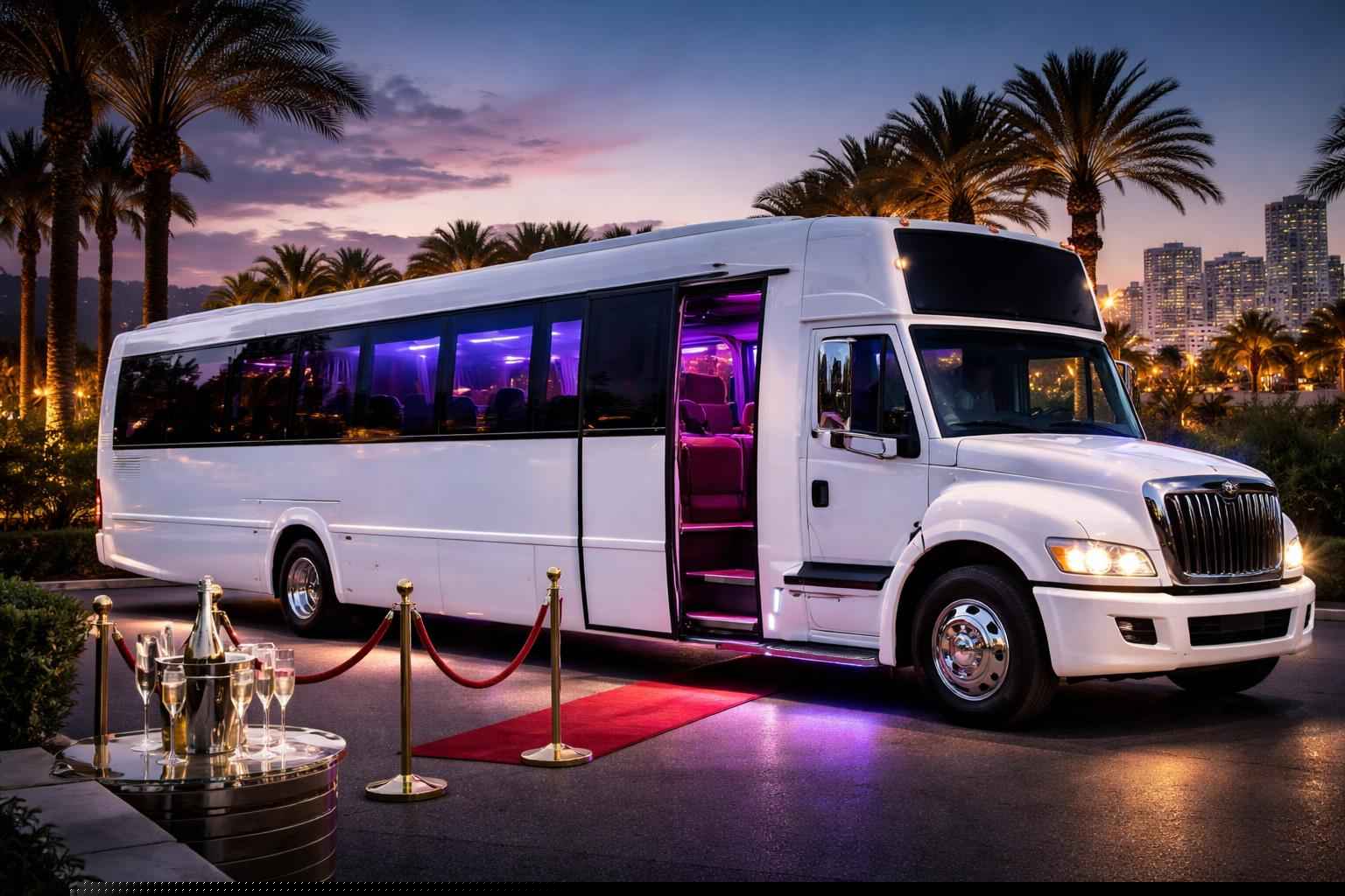 Luxury White Party Bus Rental In Bostonia California