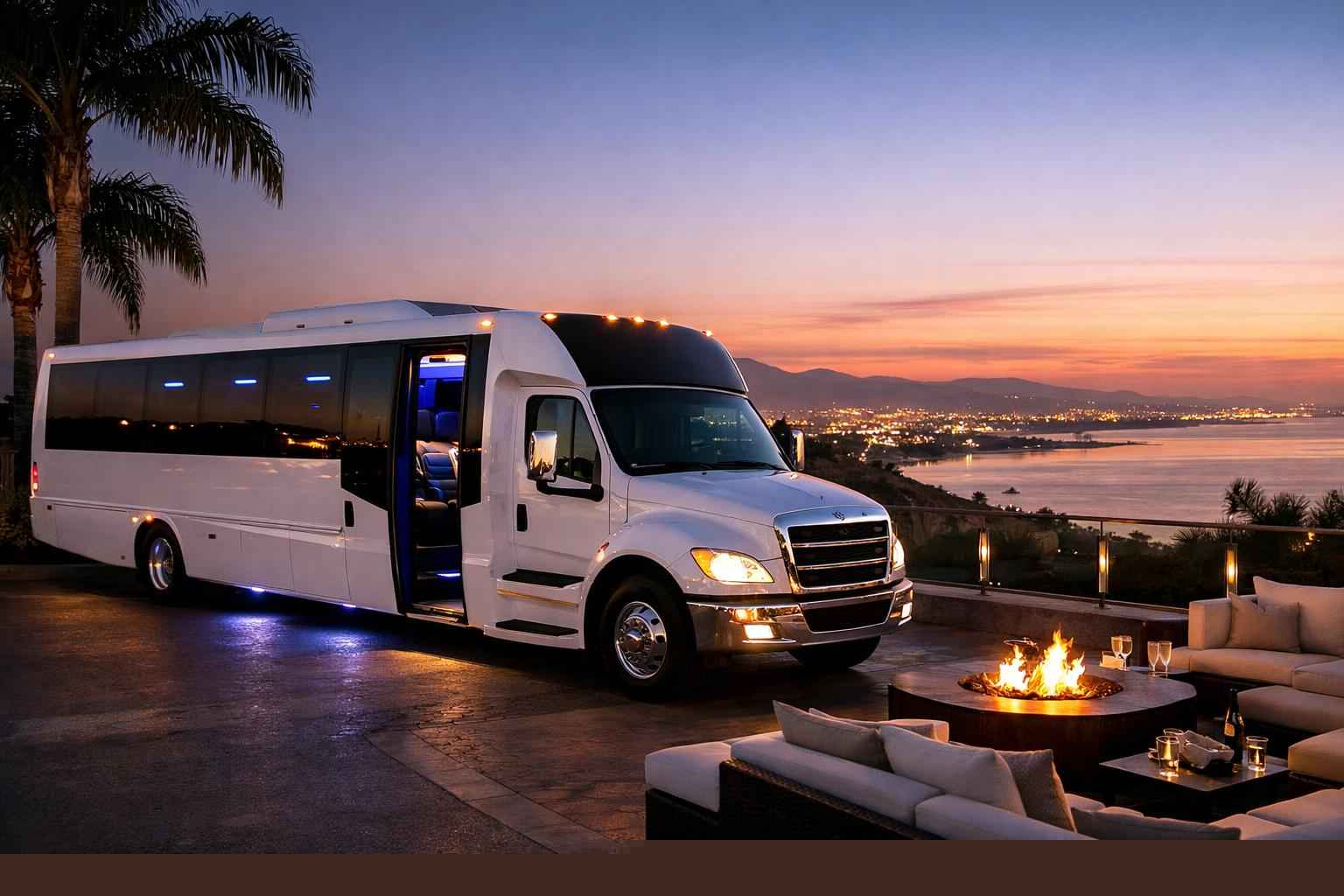 Luxury White Party Bus Rental In Chula Vista California