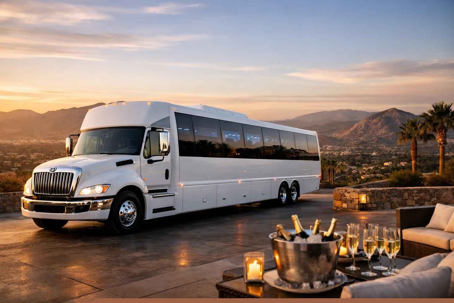 Luxury White Party Bus Rental In El Cajon California