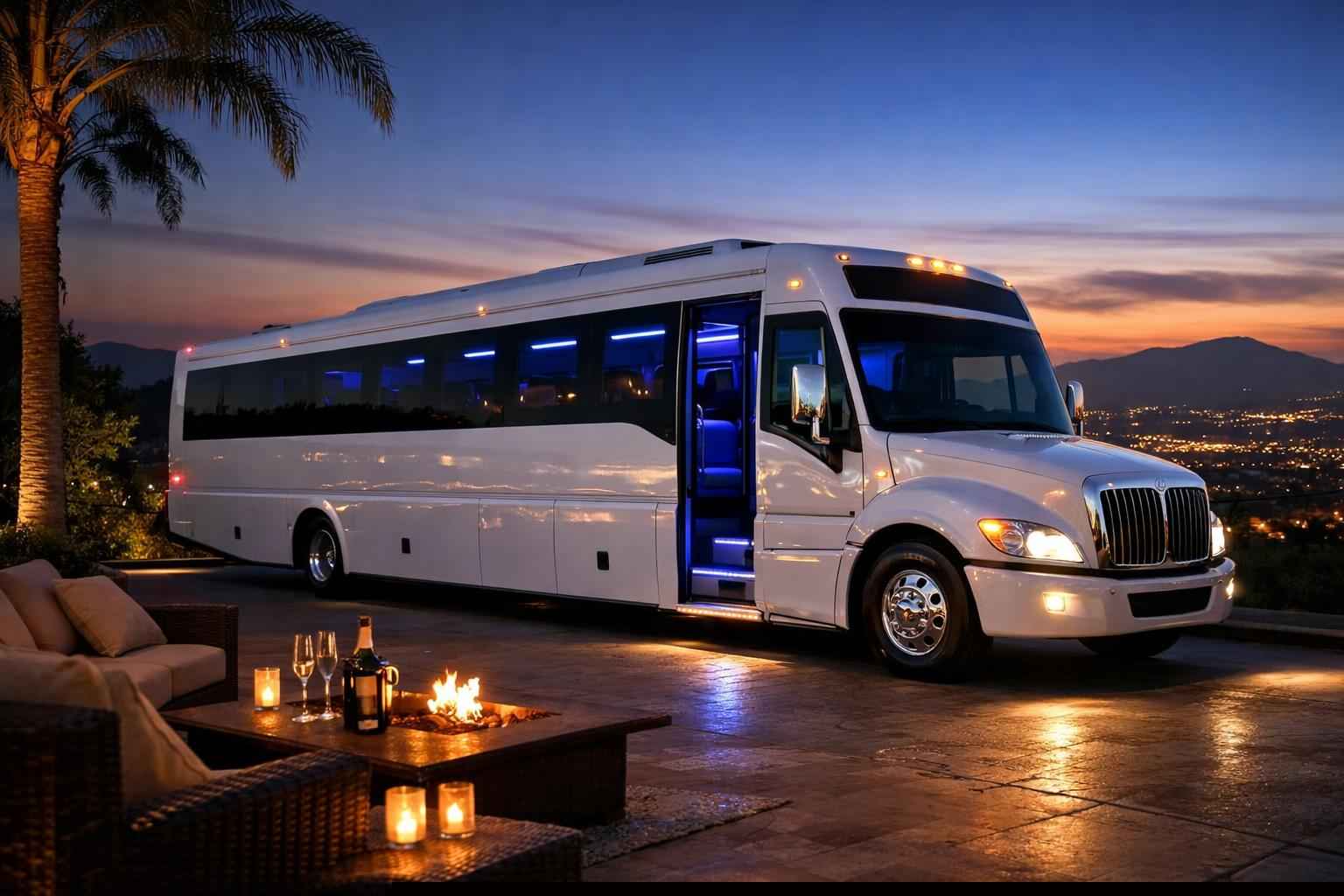 Luxury White Party Bus Rental In Escondido California