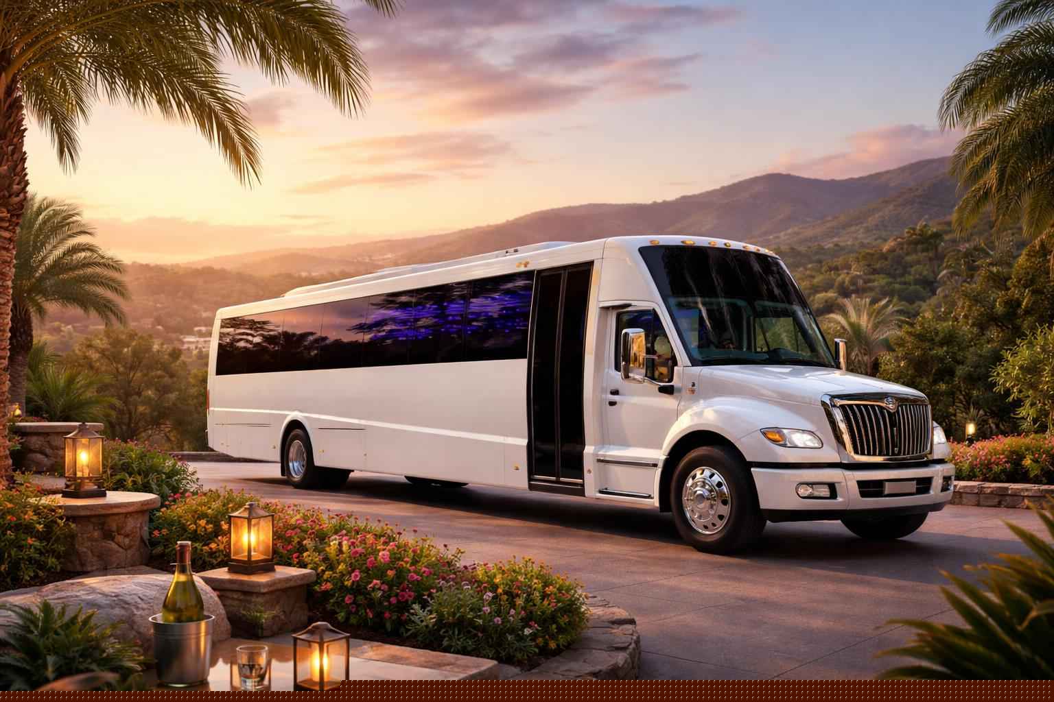 Luxury White Party Bus Rental In Jamul California