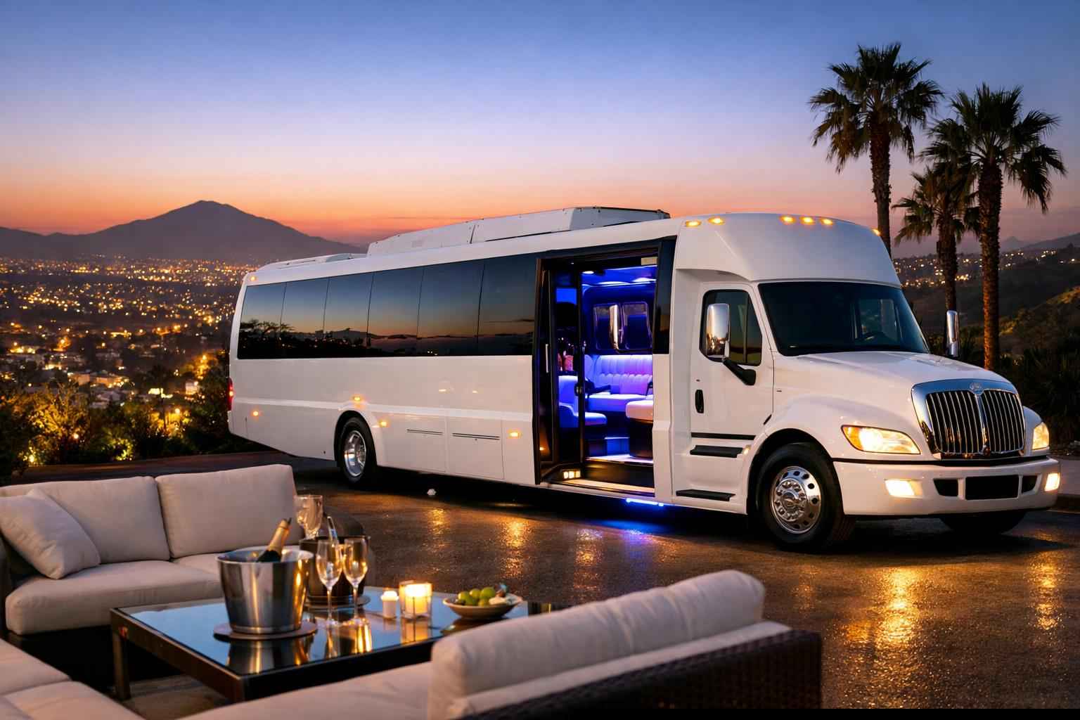 Luxury White Party Bus Rental In La Mesa California