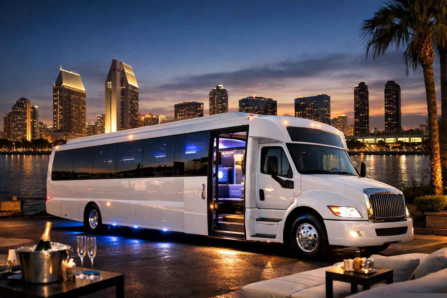 Luxury White Party Bus Rental In National City California