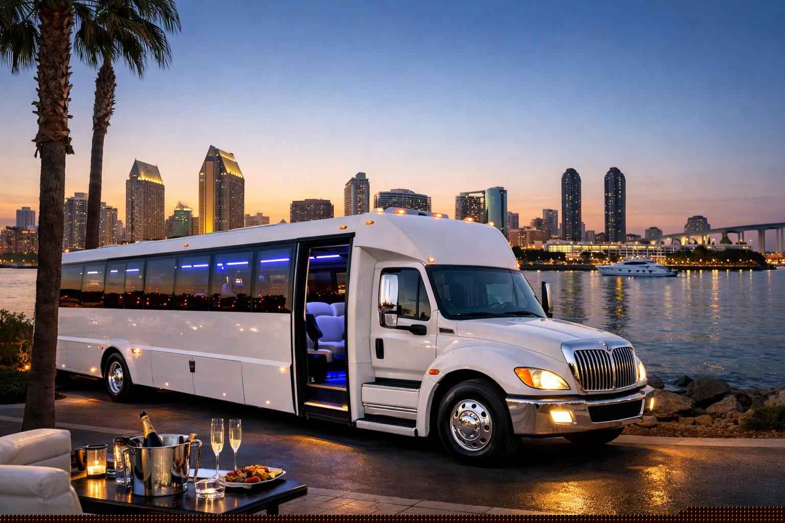 Luxury White Party Bus Rental In San Diego California