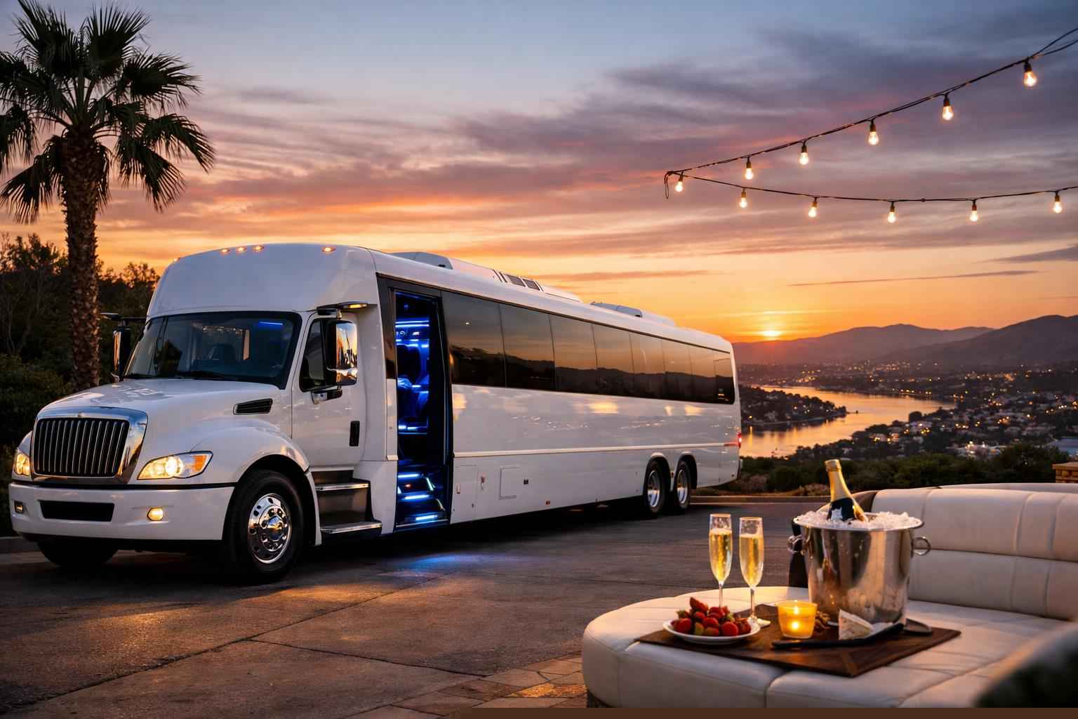 Luxury White Party Bus Rental In San Marcos California