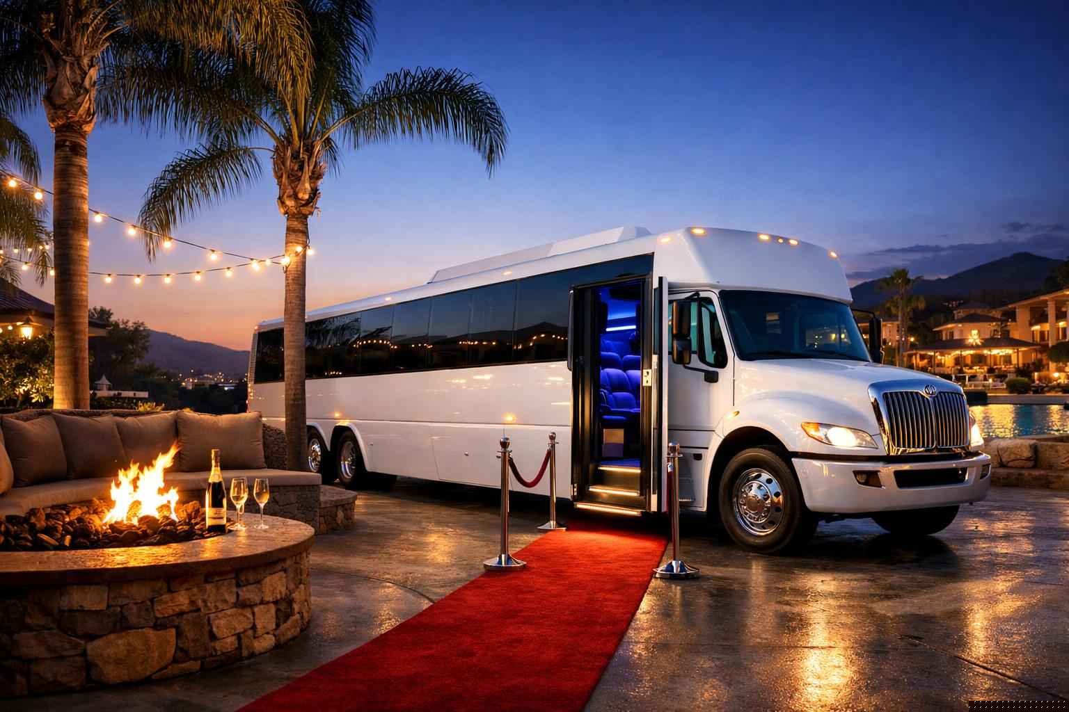 Luxury White Party Bus Rental In Santee California