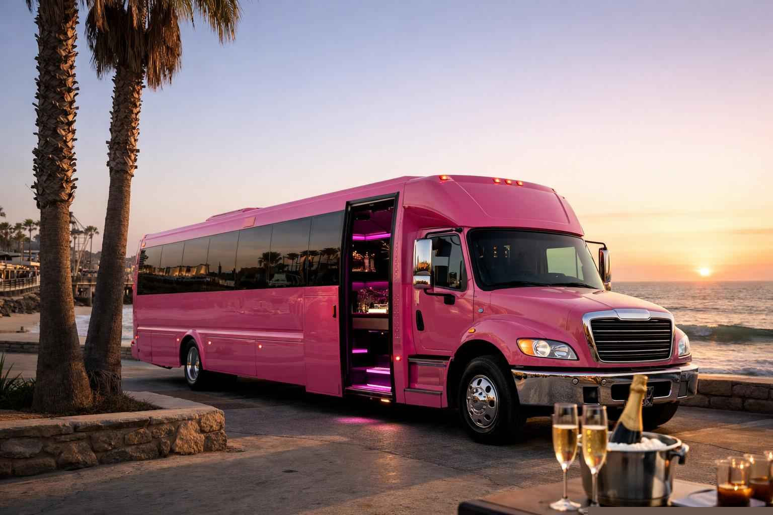 Oceanside California Pink Party Bus Rental