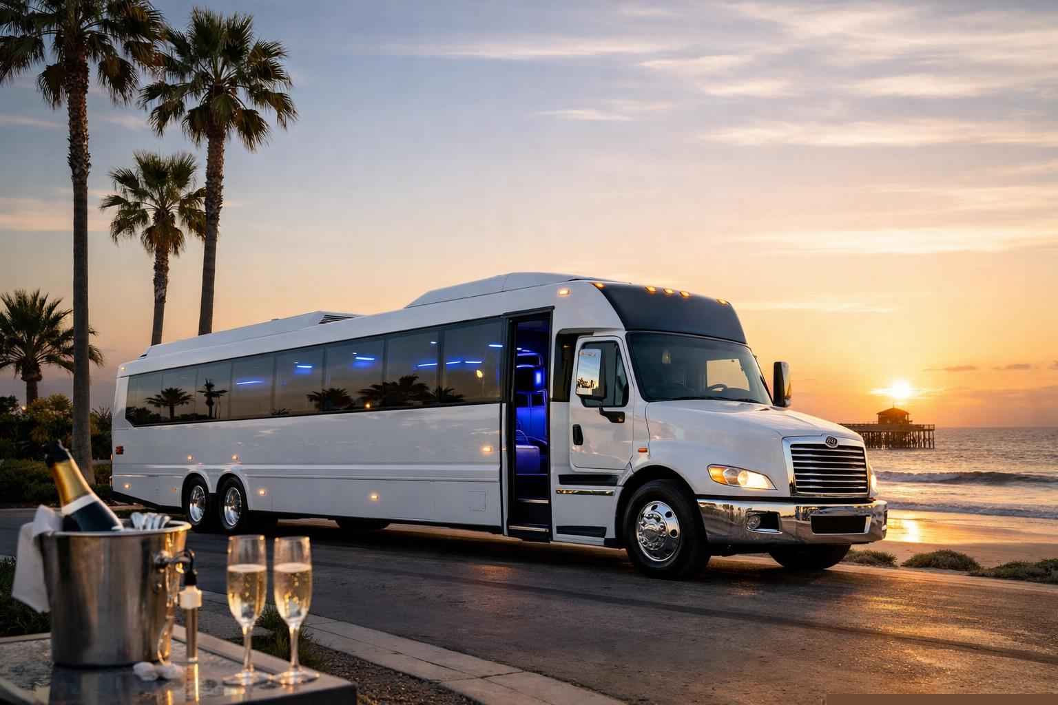 Oceanside California White Party Bus Rental