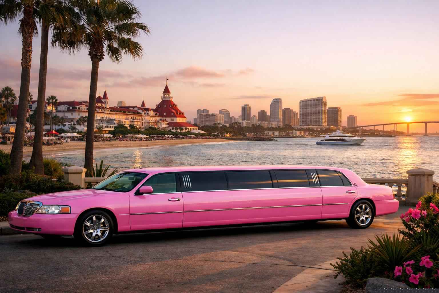 Pink Limo Rental In Coronado California Pink Limo Rental Near Me Coronado Ca