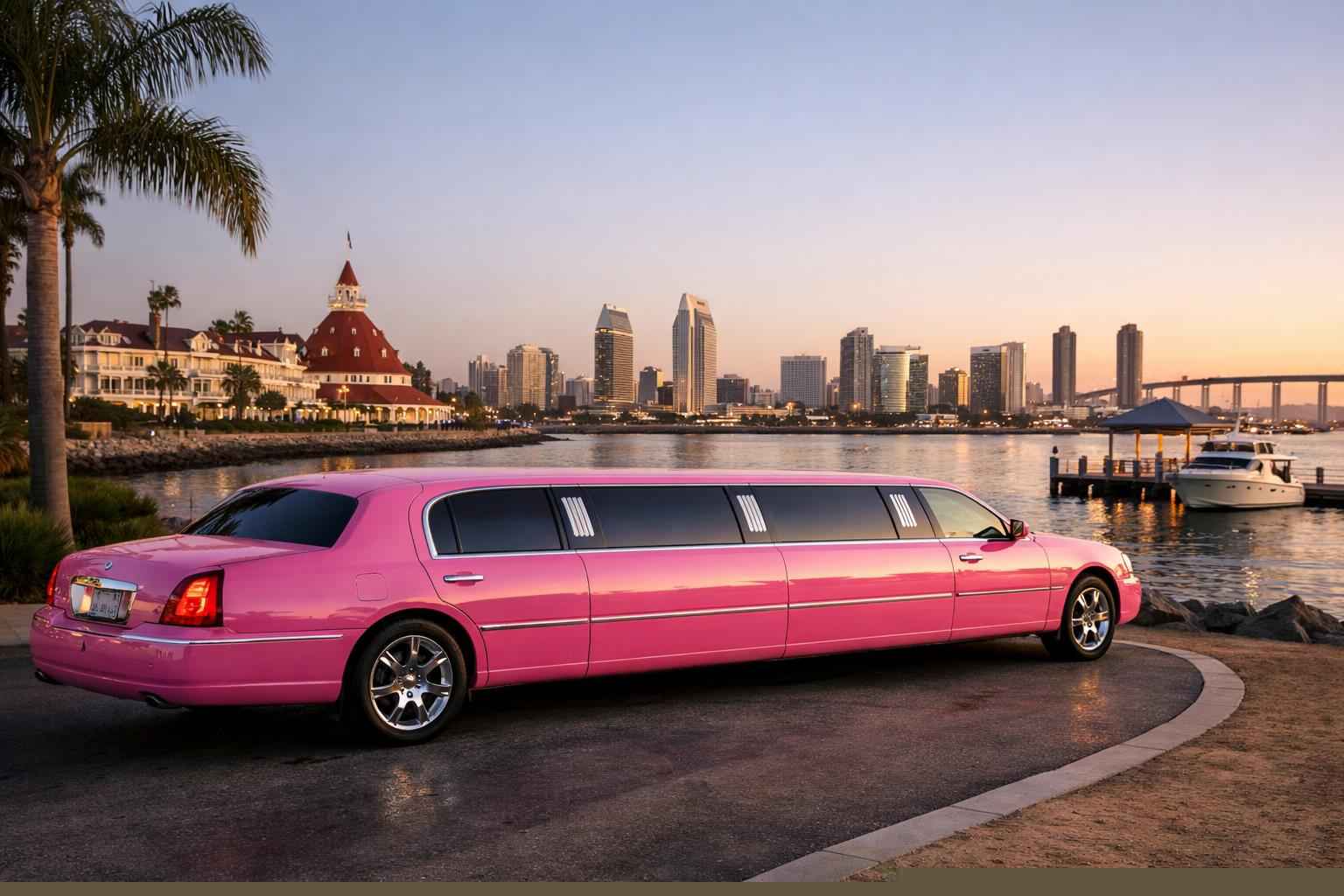 Pink Limo Rental In Coronado California Pink Limo Service Coronado Ca