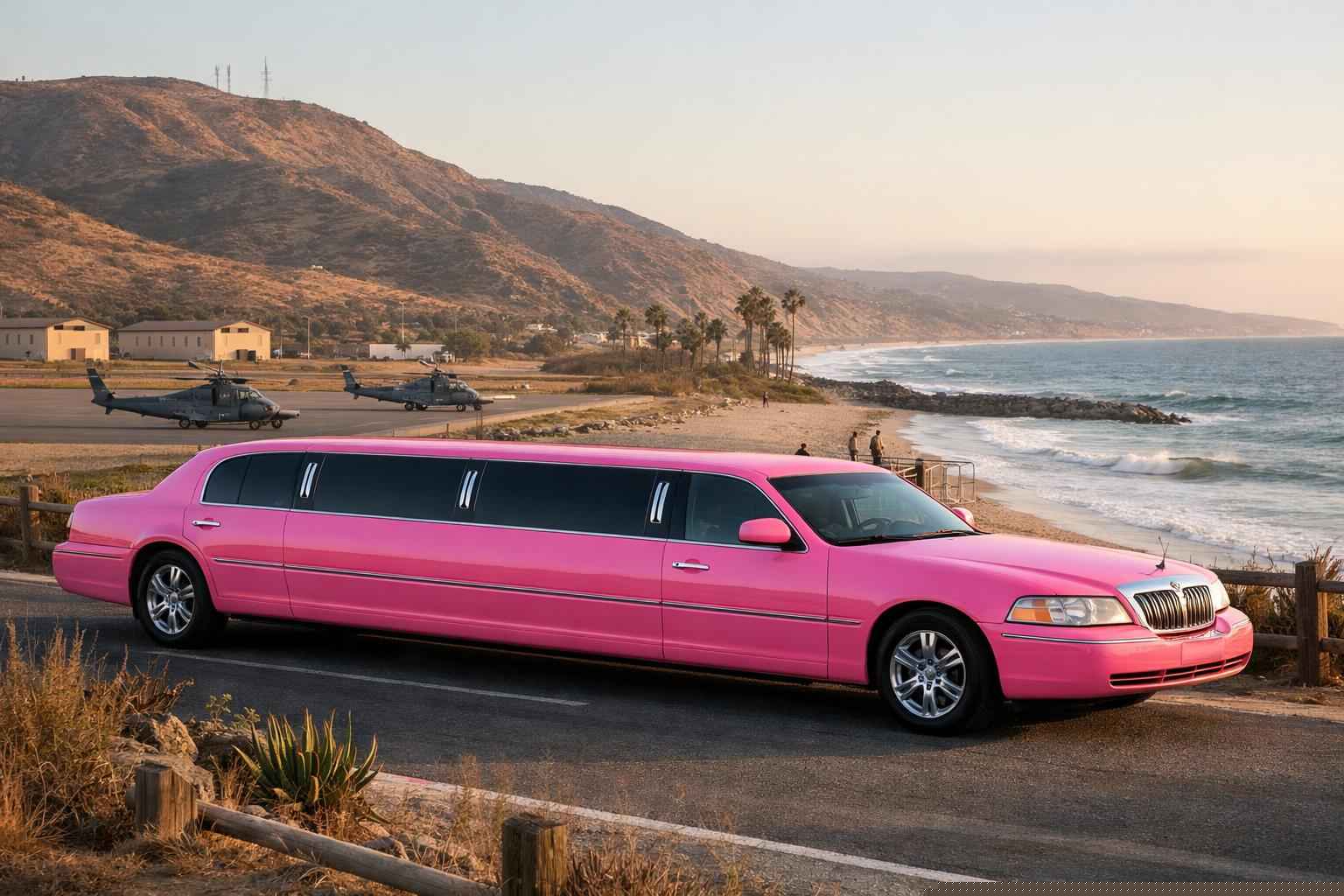 Pink Limousines In Camp Pendleton South California