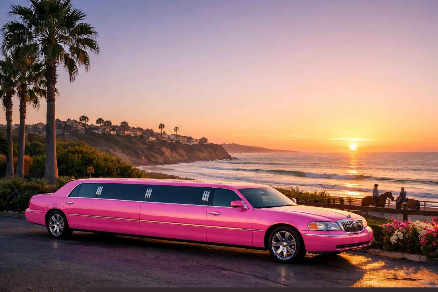 Pink Limousines In Del Mar California