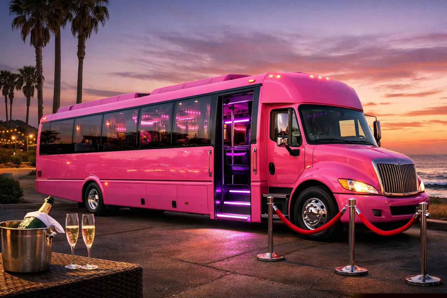 Pink Party Bus Rental Carlsbad Ca