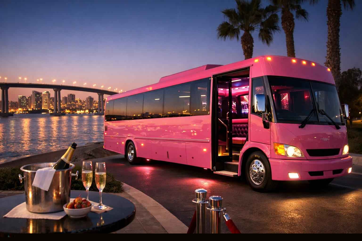 Pink Party Bus Rental Coronado Ca