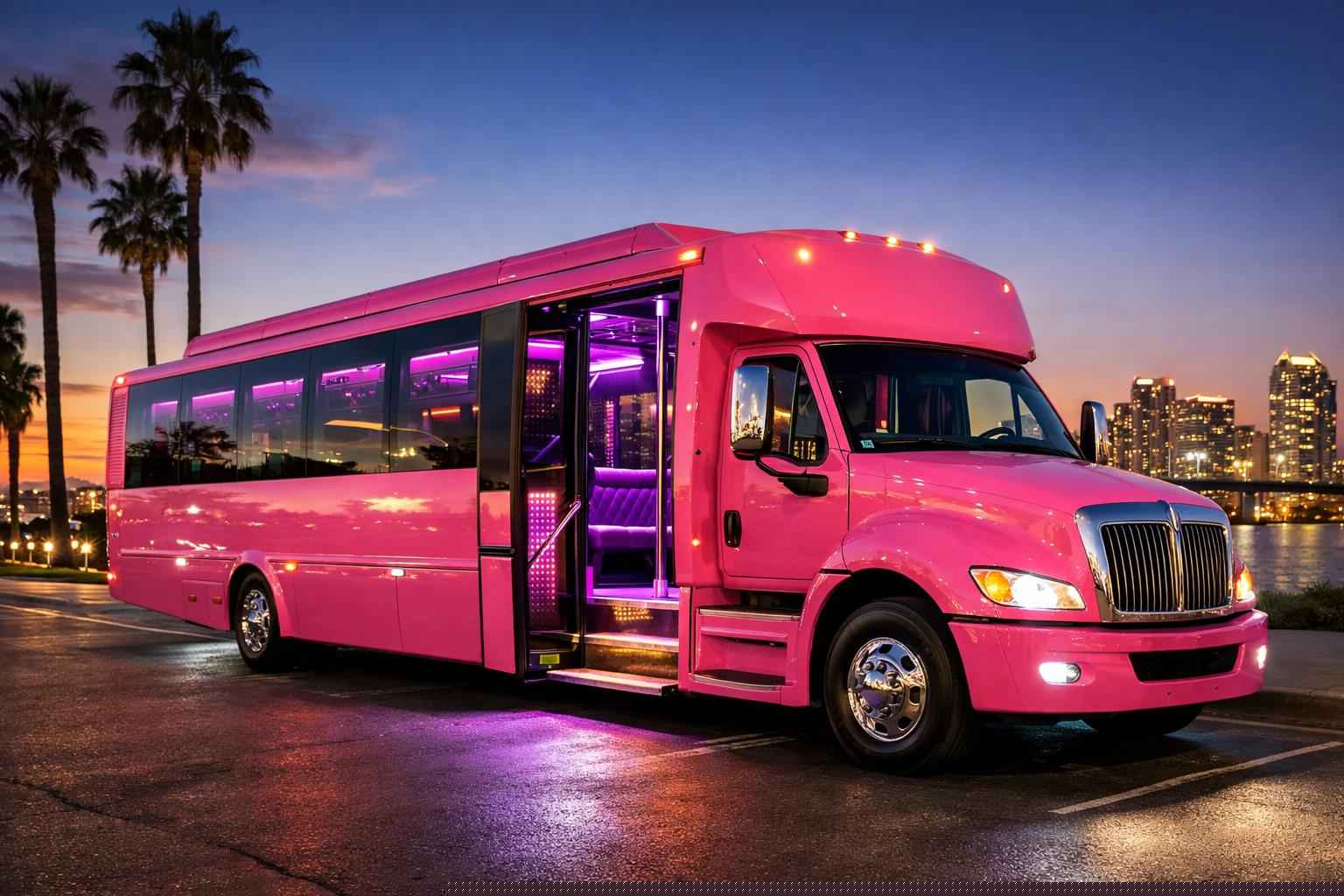 Pink Party Bus Rental In National City California Pink Party Bus Rental National City Ca