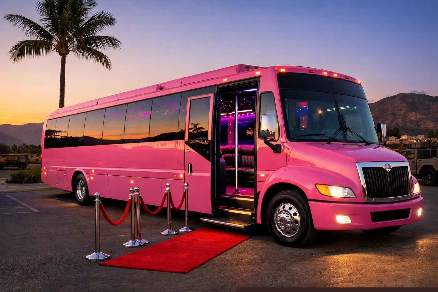 Pink Party Bus Rental In Camp Pendleton South California Pink Party Bus Rental Near Me Camp Pendleton South Ca