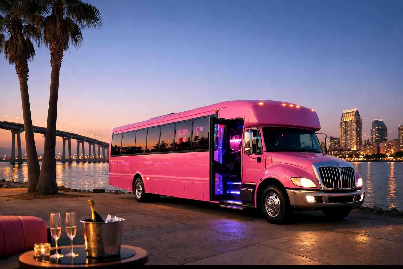 Pink Party Bus Rental Near Me Coronado Ca