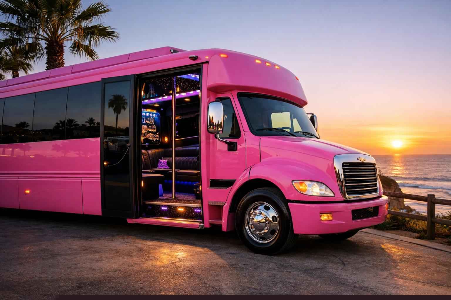 Pink Party Bus Rental In Del Mar California Pink Party Bus Rental Near Me Del Mar Ca