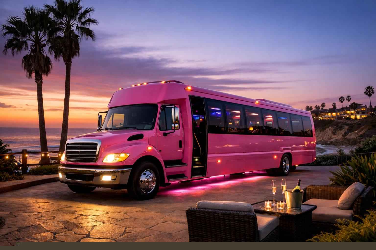 Pink Party Bus Rental Near Me Encinitas Ca