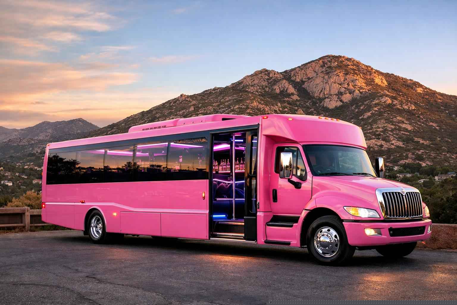 Pink Party Bus Rental In Granite Hills California Pink Party Bus Rental Near Me Granite Hills Ca