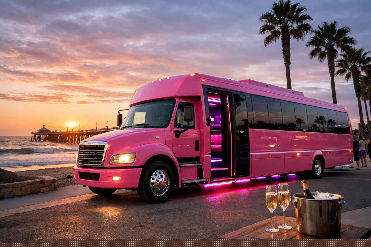 Pink Party Bus Rental In Imperial Beach California Pink Party Bus Rental Near Me Imperial Beach Ca