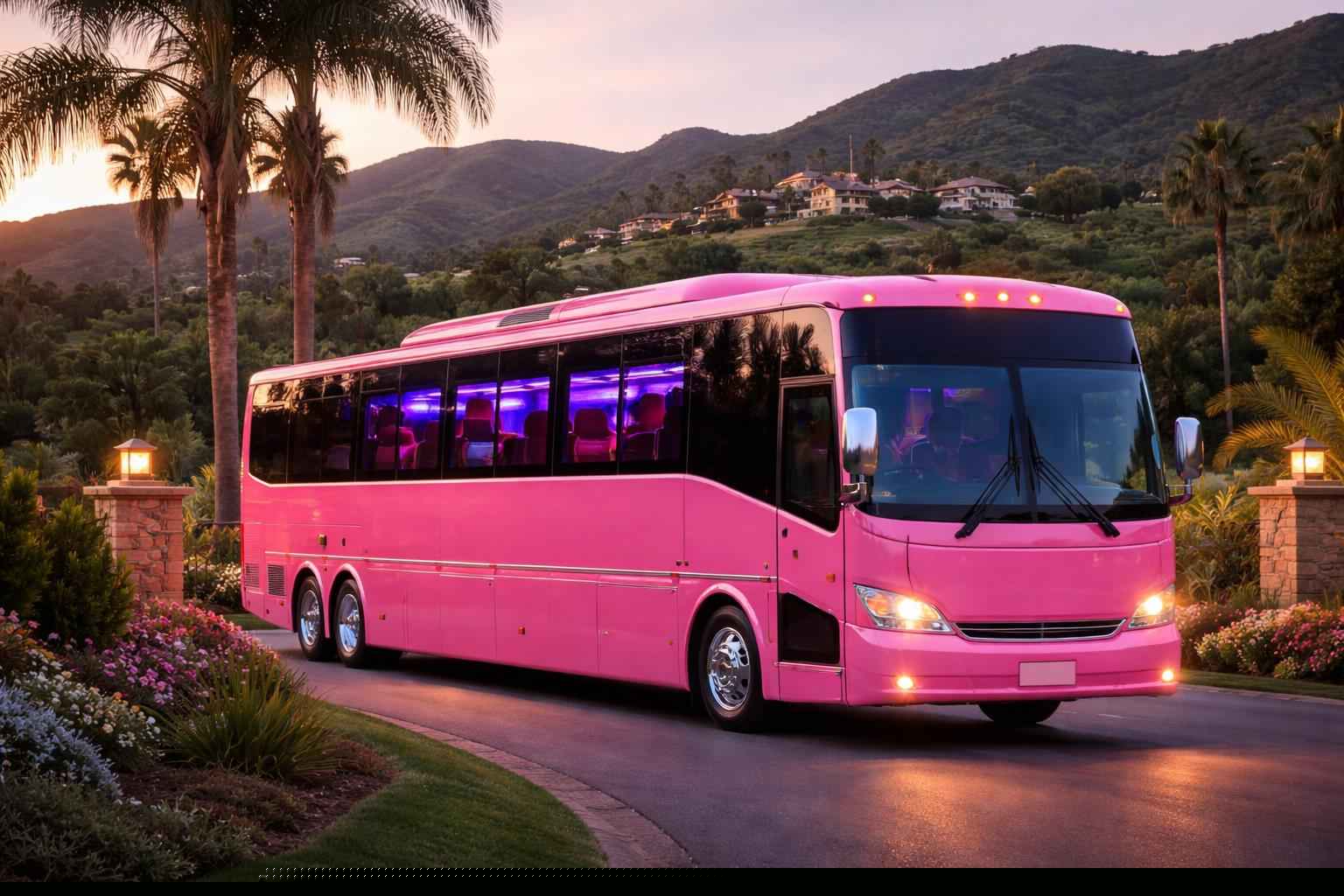Pink Party Bus Rental Near Me In Hidden Meadows Ca
