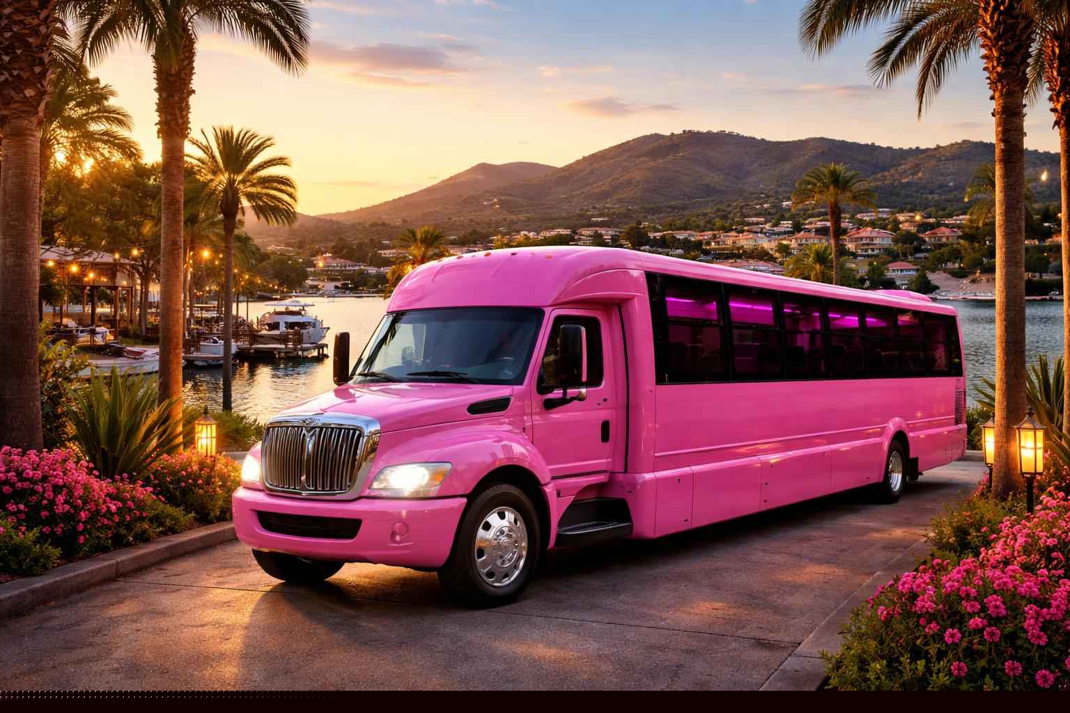 Pink Party Bus Rental Near Me Lake San Marcos Ca