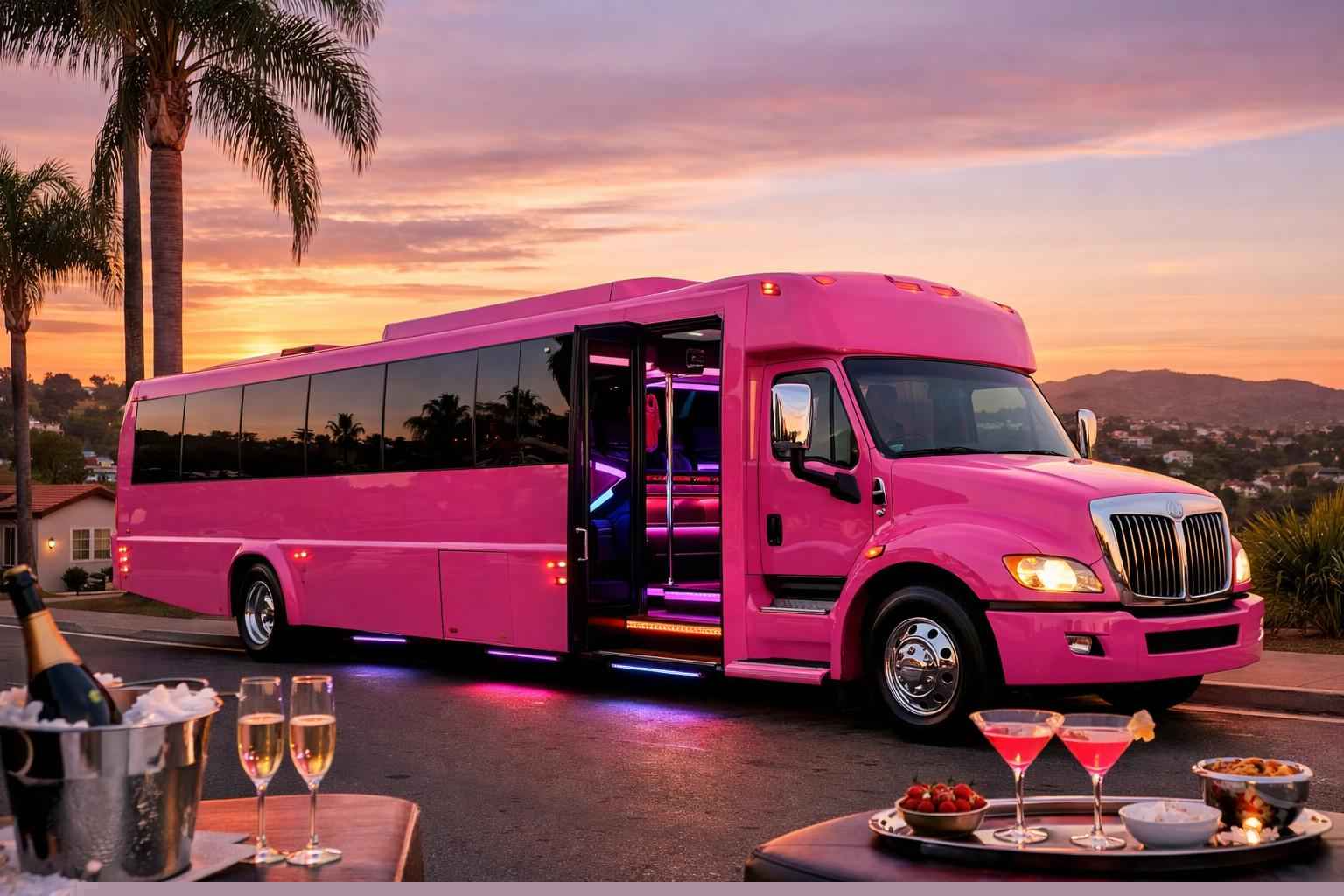 Pink Party Bus Rental Near Me Lemon Grove Ca