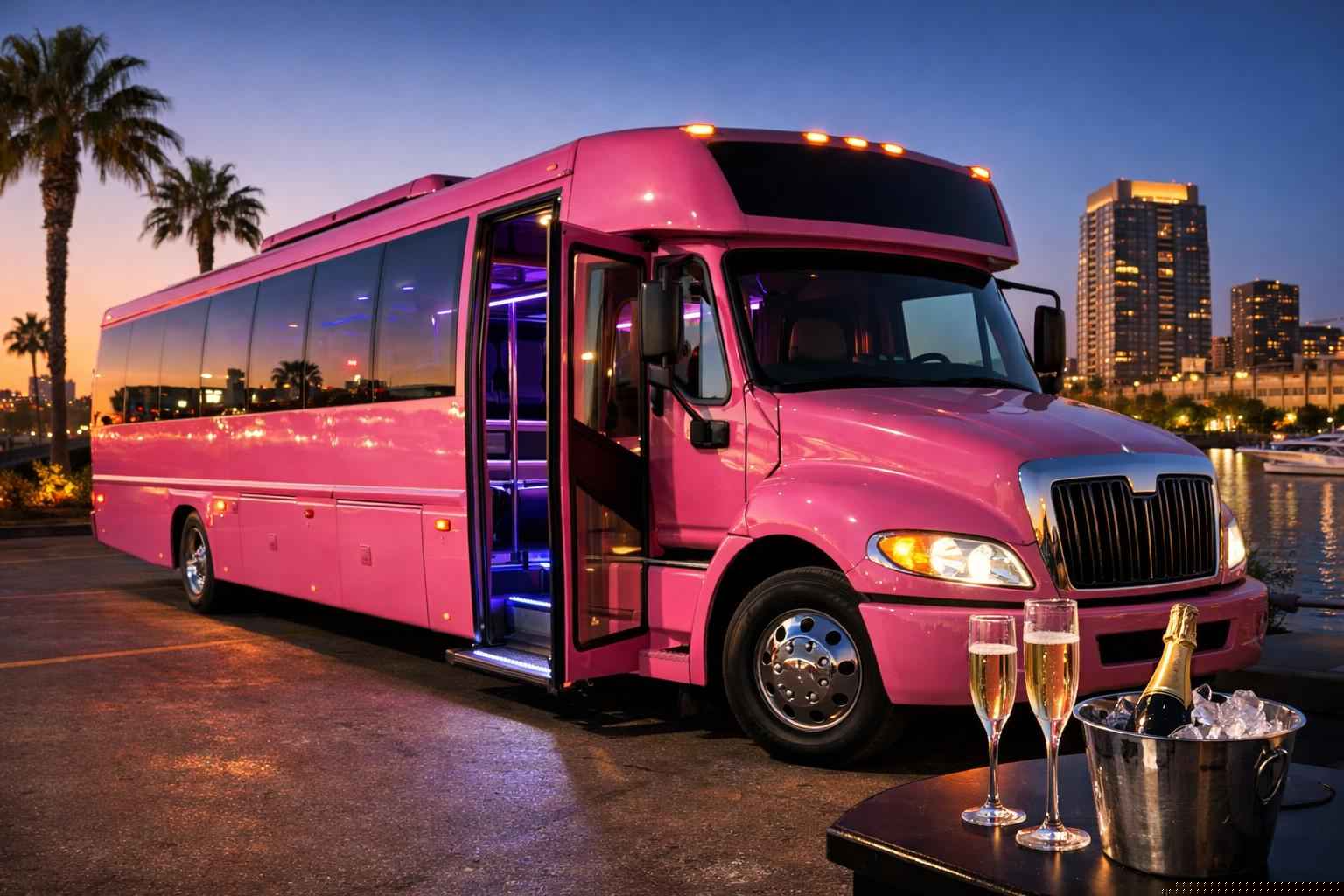 Pink Party Bus Rental In National City California Pink Party Bus Rental Near Me National City Ca