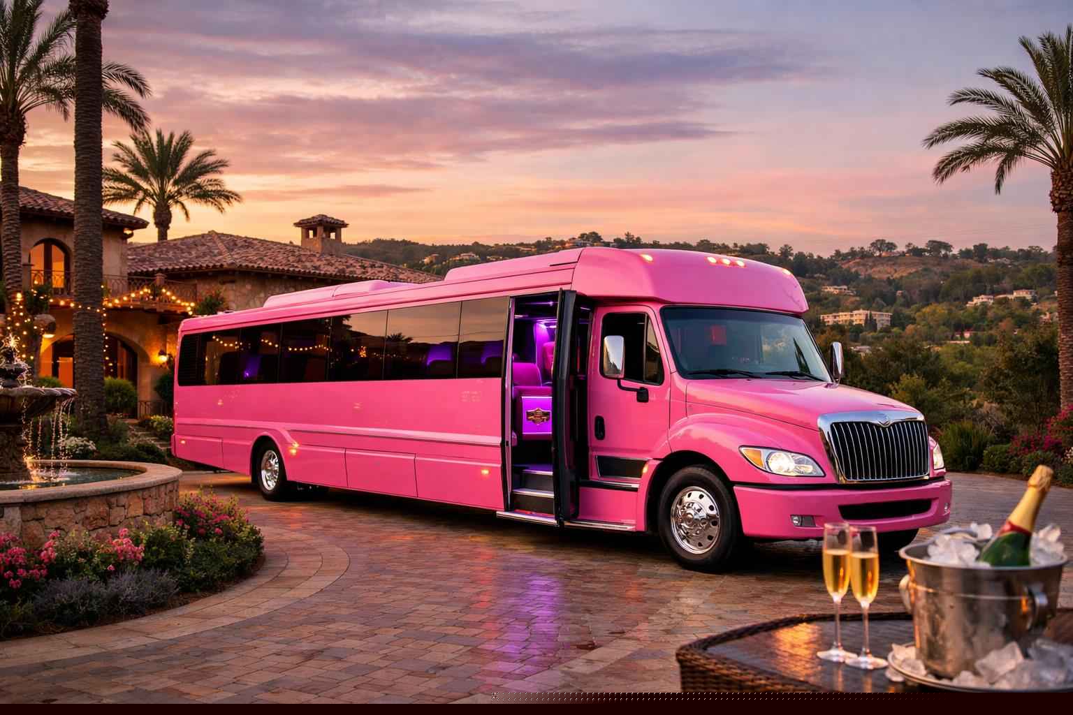 Pink Party Bus Rental Near Me Rancho Santa Fe Ca