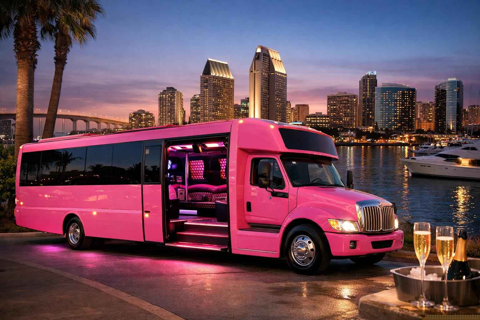 Pink Party Bus Rental In San Diego California Pink Party Bus Rental Near Me San Diego Ca